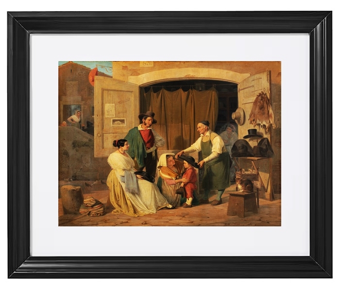 Roman Peasants buying a Hat for their little Son - 1834