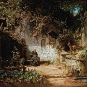 Einsiedler repariert seine Netze - 1875