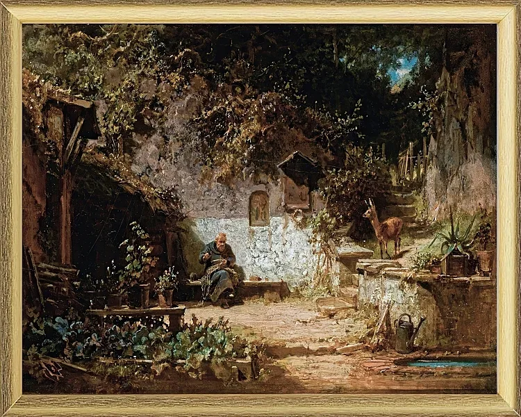 Einsiedler repariert seine Netze - 1875