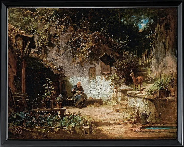 Einsiedler repariert seine Netze - 1875