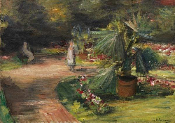 Garten mit Palme und zwei weiblichen Figuren - 1908