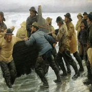 Fischer starten ein Ruderboot - 1881