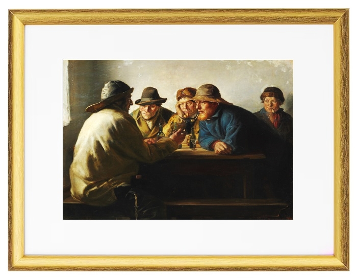 Fishermen around a table drinking beer - 1886