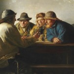 Fischer um einen Tisch trinken Bier – 1886