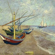 Fiskerbåde på stranden ved Les Saintes-Maries-de-la-Mer - 1888