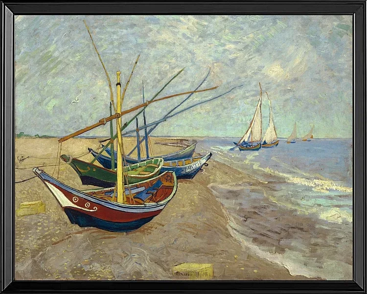 Fiskerbåde på stranden ved Les Saintes-Maries-de-la-Mer - 1888