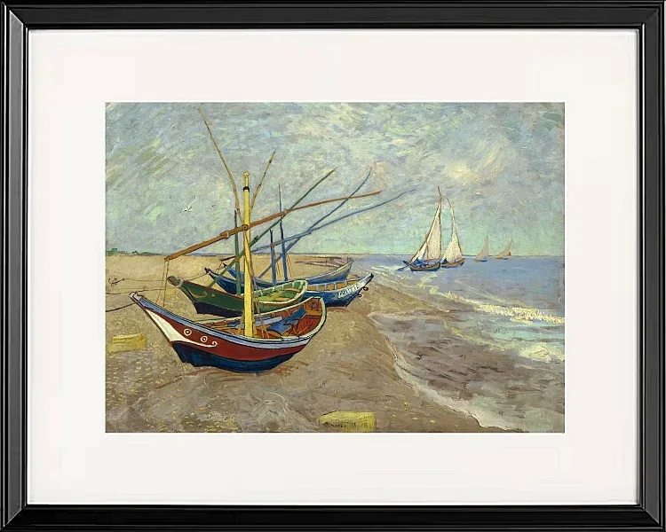 Fiskerbåde på stranden ved Les Saintes-Maries-de-la-Mer - 1888