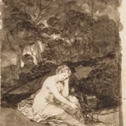 Francisco de Goya | En delvis nøgen kvinde siddende ved en å - 1812 | Indrammet kunsttryk | Romantik | formida