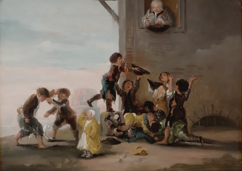 Francisco de Goya | Børn slås om kastanjer - 1786 | Indrammet kunsttryk | Romantik | formida