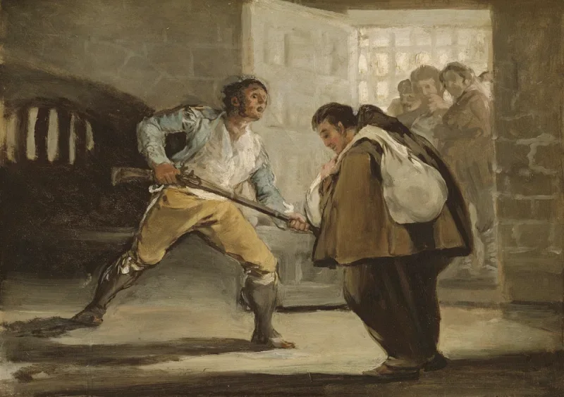 Francisco de Goya | El Maragato truer broder Pedro de Zaldivia med sin pistol - 1806 | Indrammet kunsttryk | Romantik | formida