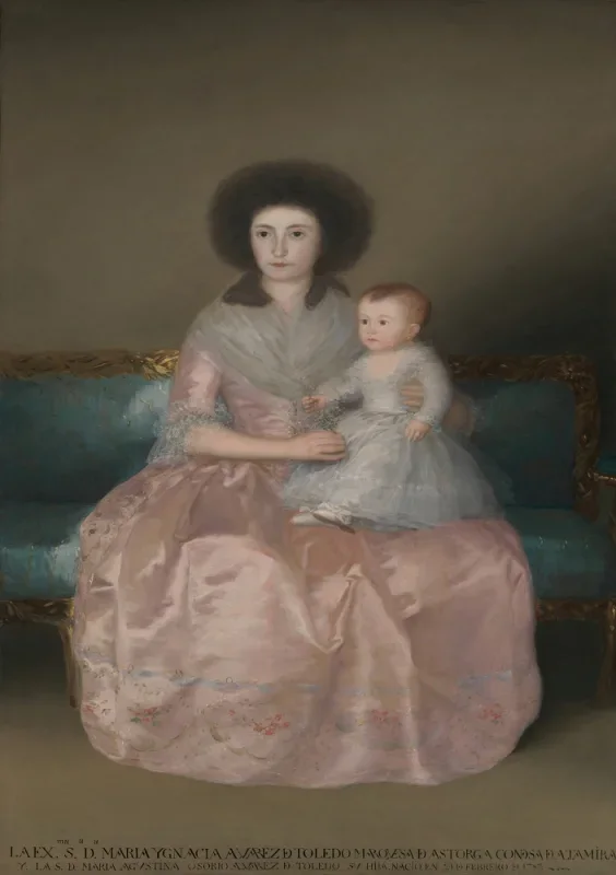 Francisco de Goya | Condesa de Altamira og hendes datter - 1787 | Indrammet kunsttryk | Romantik | formida