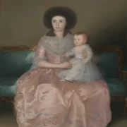 Francisco de Goya | Condesa de Altamira og hendes datter - 1787 | Indrammet kunsttryk | Romantik | formida