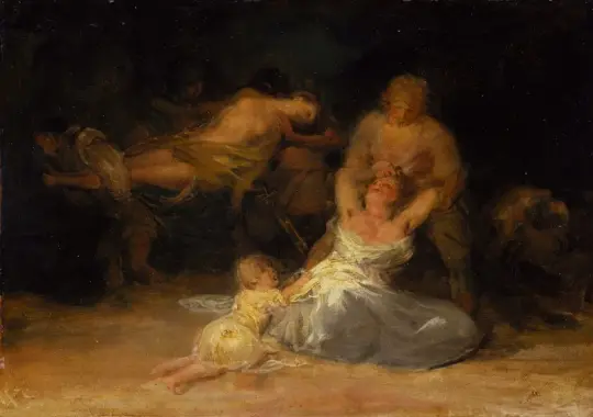 Francisco de Goya | Voldshandling mod to kvinder – 1812 | Indrammet kunsttryk | Romantik | formida