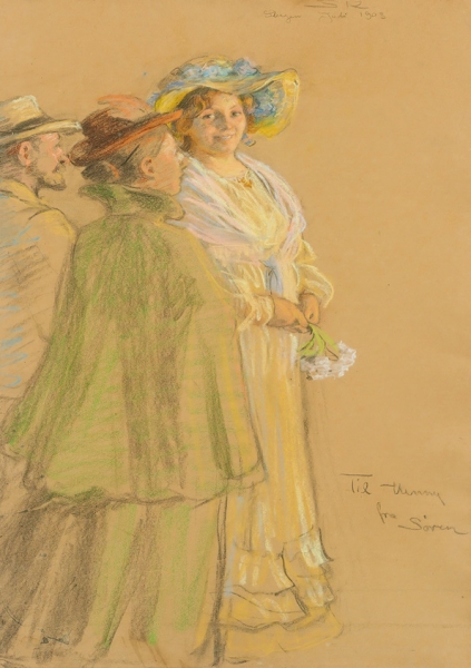 Postmeister Schrøder, Anna Ancher und Henny Brodersen – 1903