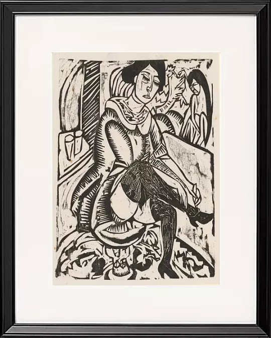 Frau, Schuh zuknöpfend - 1912