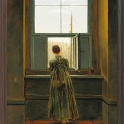 Frau an einem Fenster - 1822