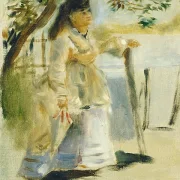 Frau an einem Zaun - 1866