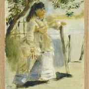 Frau an einem Zaun - 1866