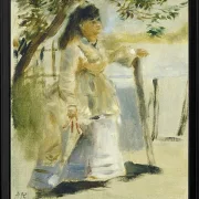 Frau an einem Zaun - 1866