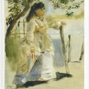 Frau an einem Zaun - 1866