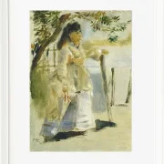 Frau an einem Zaun - 1866