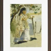 Frau an einem Zaun - 1866