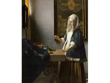 Frau die eine Waage hält - 1664