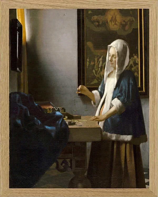 Frau die eine Waage hält - 1664