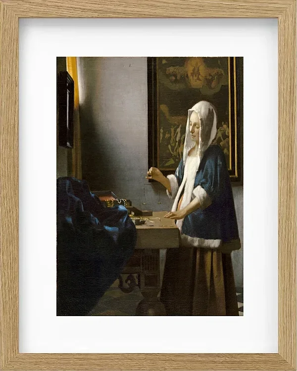 Frau die eine Waage hält - 1664