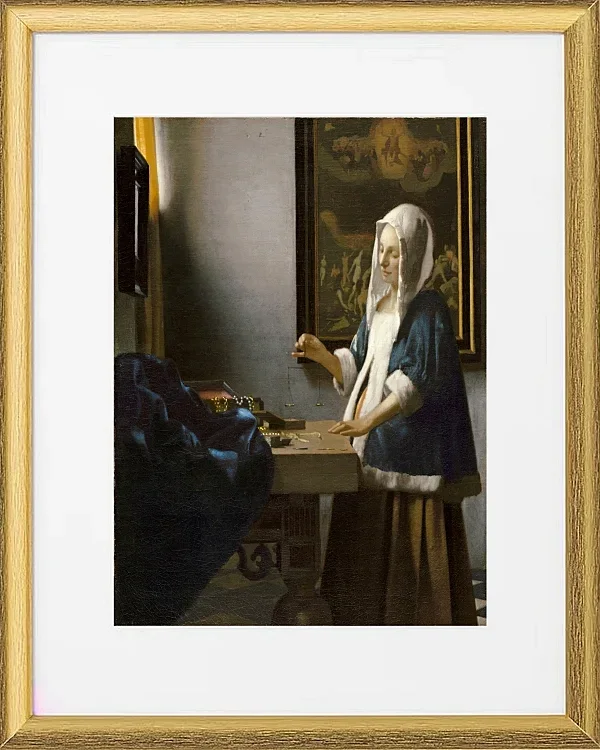 Frau die eine Waage hält - 1664