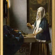 Frau die eine Waage hält - 1664