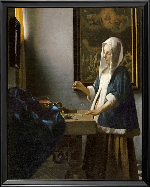 Frau die eine Waage hält - 1664