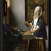 Frau die eine Waage hält - 1664