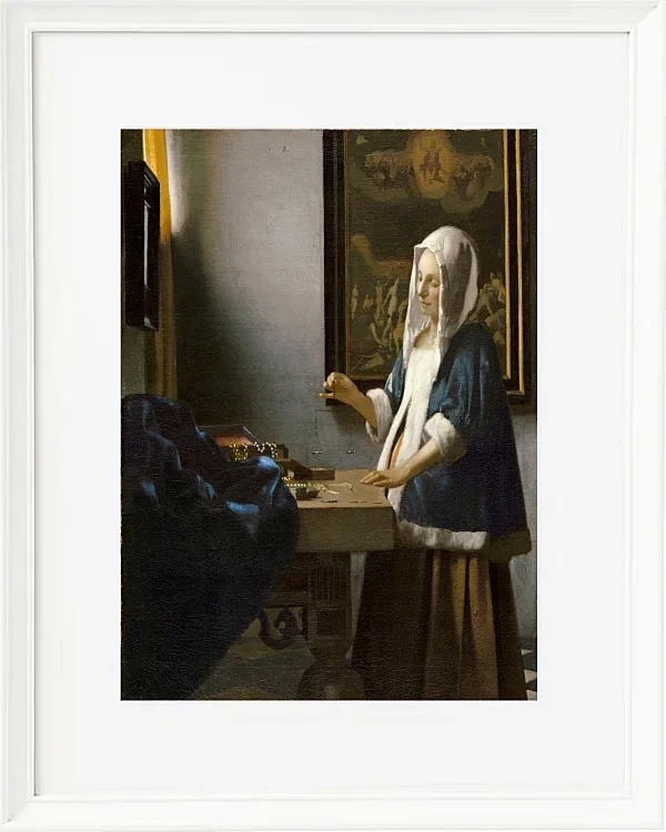 Frau die eine Waage hält - 1664