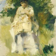 Kvinde stående ved et træ - 1866