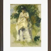 Kvinde stående ved et træ - 1866