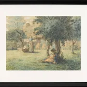 Frau hängt ihre Wäsche auf - 1853