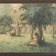 Frau hängt ihre Wäsche auf - 1853