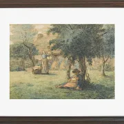 Frau hängt ihre Wäsche auf - 1853