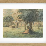 Frau hängt ihre Wäsche auf - 1853