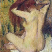 Frau kämmt sich die Haare - 1888