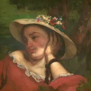 Frau mit Blumen auf ihrem Hut – 1857