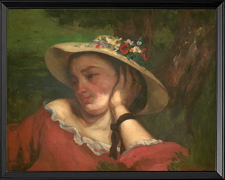 Frau mit Blumen auf ihrem Hut – 1857