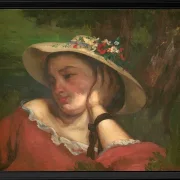 Frau mit Blumen auf ihrem Hut – 1857