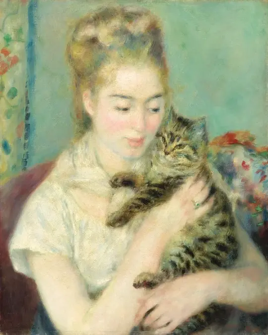 Frau mit Katze - 1875