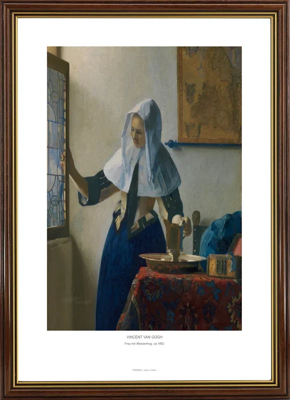 Johannes Vermeer | Frau mit Wasserkrug - 1660 | Gallery Edition | Gerahmter Kunstdruck | Barock