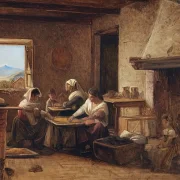 Frauen arbeiten in der Küche eines Bauernhauses in der Nähe von Olevan – 1851