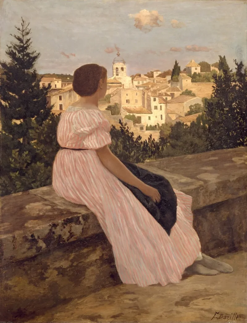 Frédéric Bazille - Das rosa Kleid 1867 | Giclée Kunstdruck gerahmt
