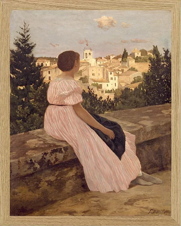 Frédéric Bazille - Das rosa Kleid 1867 | Giclée Kunstdruck gerahmt