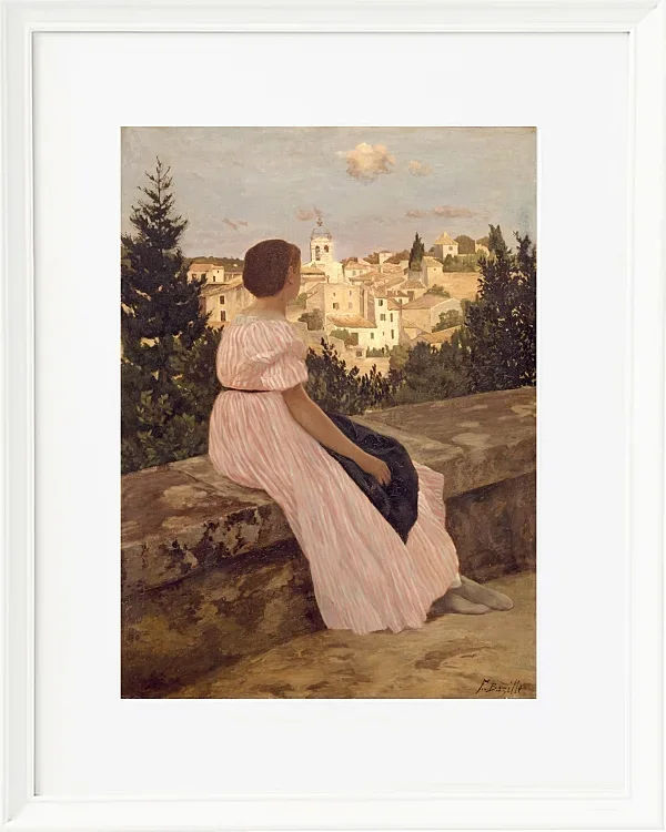 Frédéric Bazille - Das rosa Kleid 1867 | Giclée Kunstdruck gerahmt